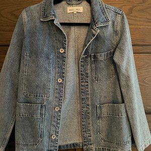 alex mill brit work chore jacket in denim - size xs